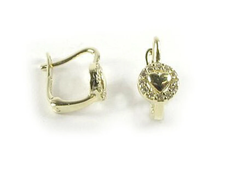 10K Yellow Gold Heart C.Z Earrings