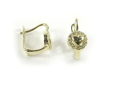 10K Yellow Gold Heart C.Z Earrings