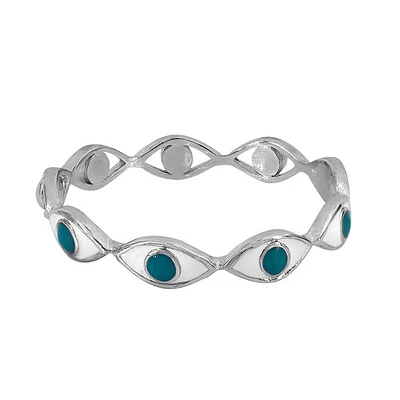 Sterling Silver With Rhodium, Evil Eye Ring