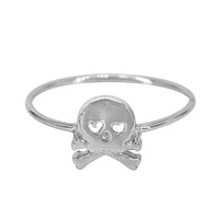 Sterling Silver With Rhodium, 7X9mm Prison Skull Ring, 1mm Band