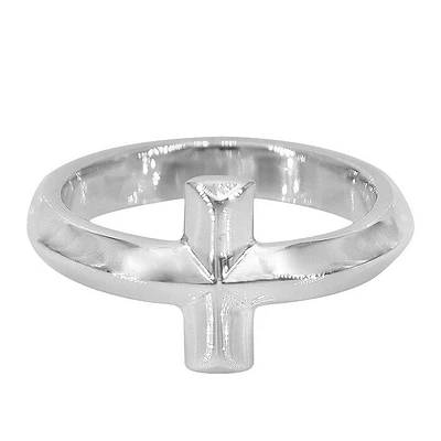 Sterling Silver, 11mm Cross Ring, 3.5mm Band