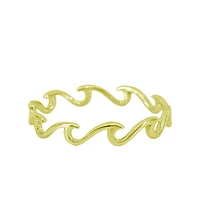 Sterling Silver With Gold, 3mm Wave Ring