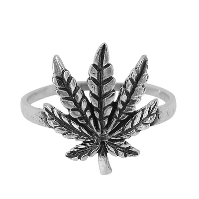 Sterling Silver, 15X18mm Marijuana Ring, 1.5mm Band