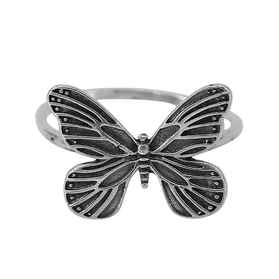 Sterling Silver, 14X18mm Butterfly Ring, 1mm Band