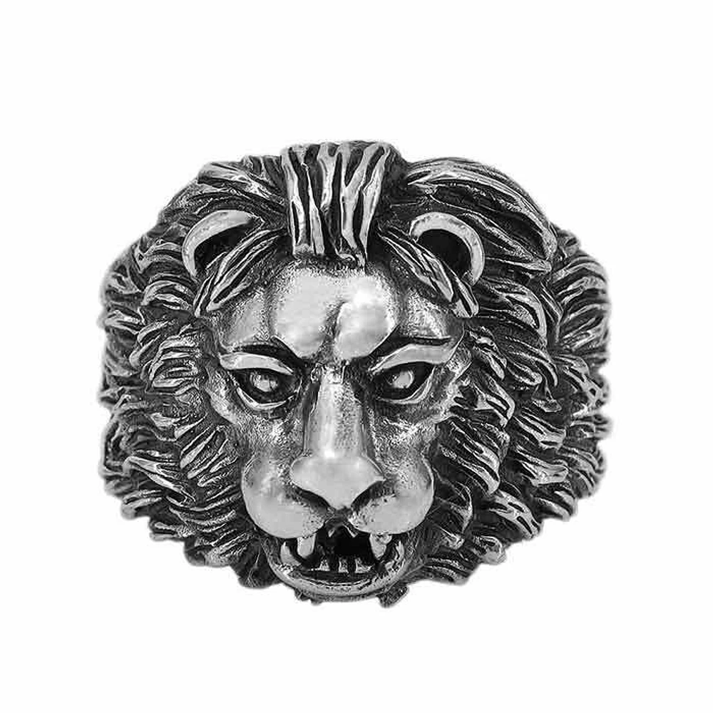 Sterling Silver, 22mm Lion Head Ring