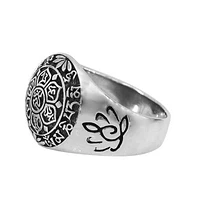 Sterling Silver, 17mm Mantra Tibetan Ring