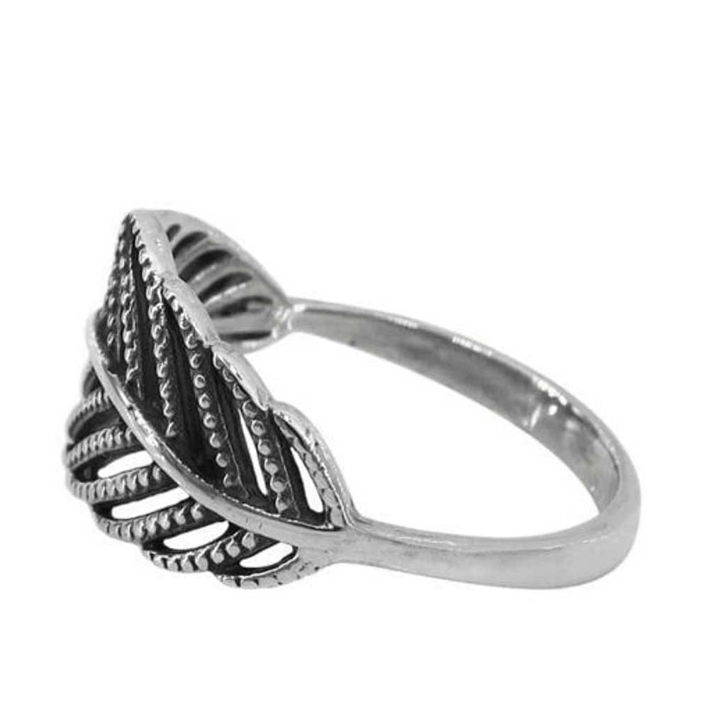 Sterling Silver, 12X20mm Leaf Rings With 2mm Band