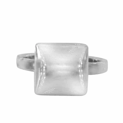 Sterling Silver, 11mm Square Shape Ring With 3mm Band