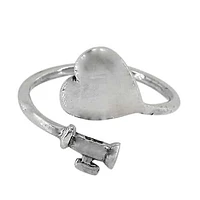 Sterling Silver With Rhodium, Heart  Ring, 15mm Width