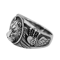 Sterling Silver, 17mm Lion Head Ring