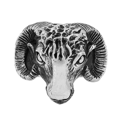 Sterling Silver, 23X27mm Ram Head Ring