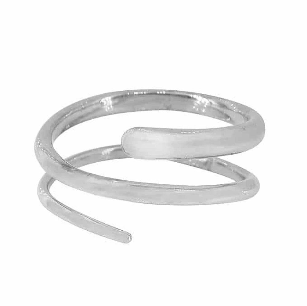 Sterling Silver With Rhodium, 12mm Spiral Ring