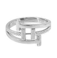 Sterling Silver With Rhodium, Multi T Bar Ring, 12mm Width