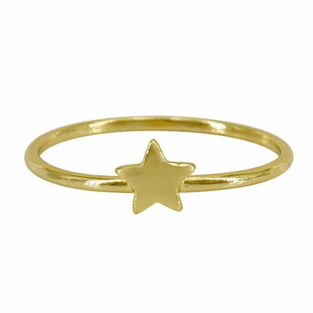 Sterling Silver With Gold,  5mm Star Ring, 1mm Band