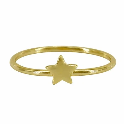 Sterling Silver With Gold,  5mm Star Ring, 1mm Band