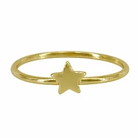 Sterling Silver With Gold,  5mm Star Ring, 1mm Band