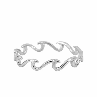 Sterling Silver With Rhodium, 3mm Wave Ring