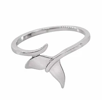 Sterling Silver With Rhodium, 12mm Whale Tail Ring, 1mm Band