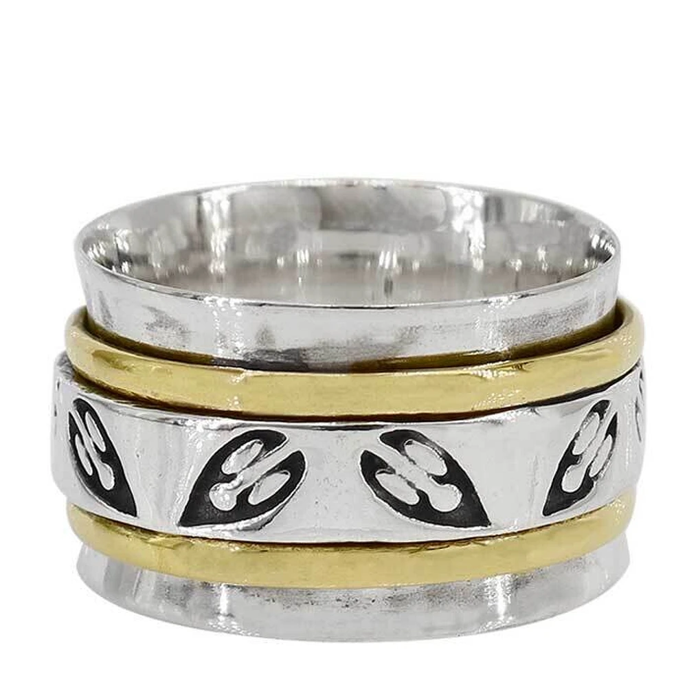 Sterling Silver With Brass Band, 2 Tone Meditation Ring