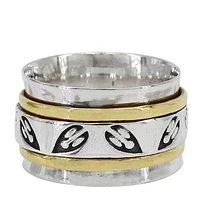 Sterling Silver With Brass Band, 2 Tone Meditation Ring