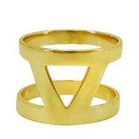 Sterling Silver With Gold, Triangular Ring, 15mm Width