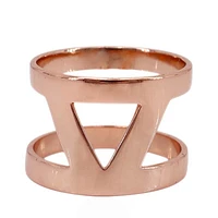 Sterling Silver With Rose Gold, Triangular Ring, 15mm Width