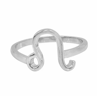 Sterling Silver With Rhodium, 12X13mm Leo Zodiac Ring, 2mm Band