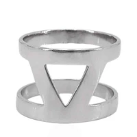 Sterling Silver With Rhodium, Triangular Ring, 15mm Width