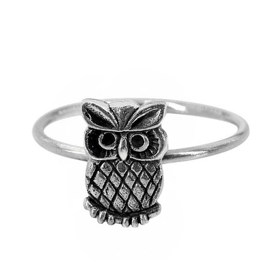 Sterling Silver, 11X8mm Owl Ring, 1.5mm Band