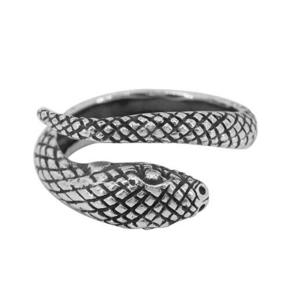 Sterling Silver, Adjustable Snake Ring, 11mm Width