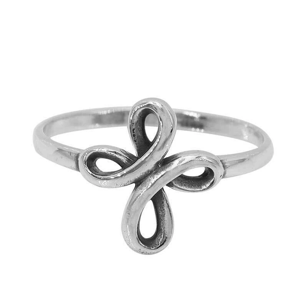 Sterling Silver, 14X13mm Cross Ring, 2mm Band