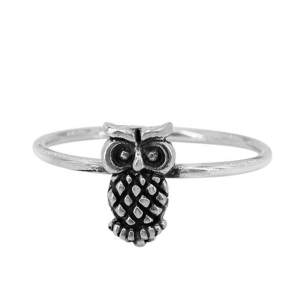 Sterling Silver, 10X5mm Owl Ring, 1.5mm Band