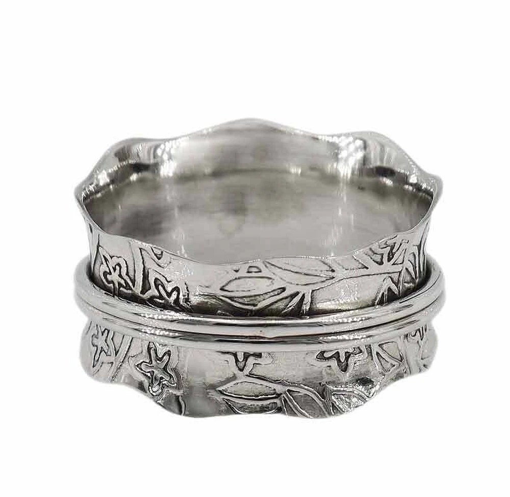 Sterling Silver, Meditation Ring With Double Band, 12mm Width