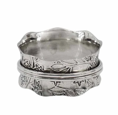 Sterling Silver, Meditation Ring With Double Band, 12mm Width