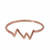 Sterling Silver With Rose Gold, 11X5mm Heart Beat Ring, 1mm Band