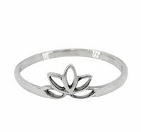 Sterling Silver, Lotus Flower Ring, 8X6Mm, 2mm Band