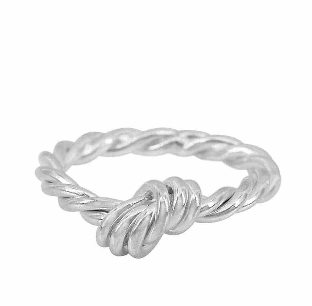 Sterling Silver, Twisted Rope Knot Ring, 7.5mm Width