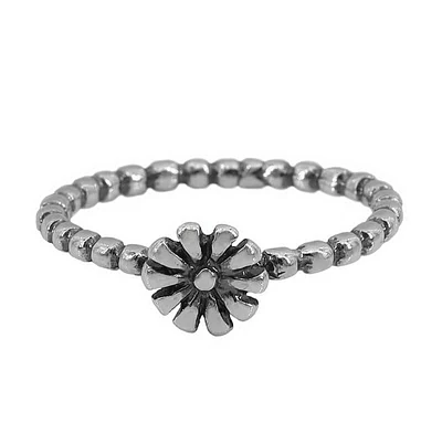 Sterling Silver, 7mm Flower Ring