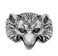 Sterling Silver, Wolf Heard Ring, 19mm Width