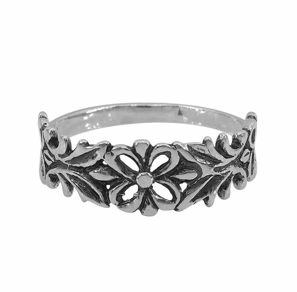 Sterling Silver, Flower Ring, 7mm Width