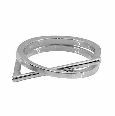 Sterling Silver, Bar And Loop Ring, 6mm Width