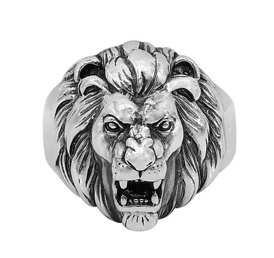 Sterling Silver, Lion Heard Ring, 22mm Width