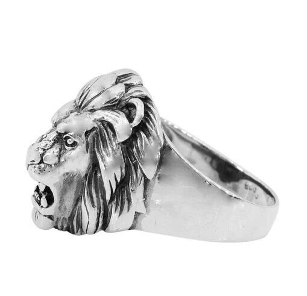 Sterling Silver, Lion Heard Ring, 22mm Width