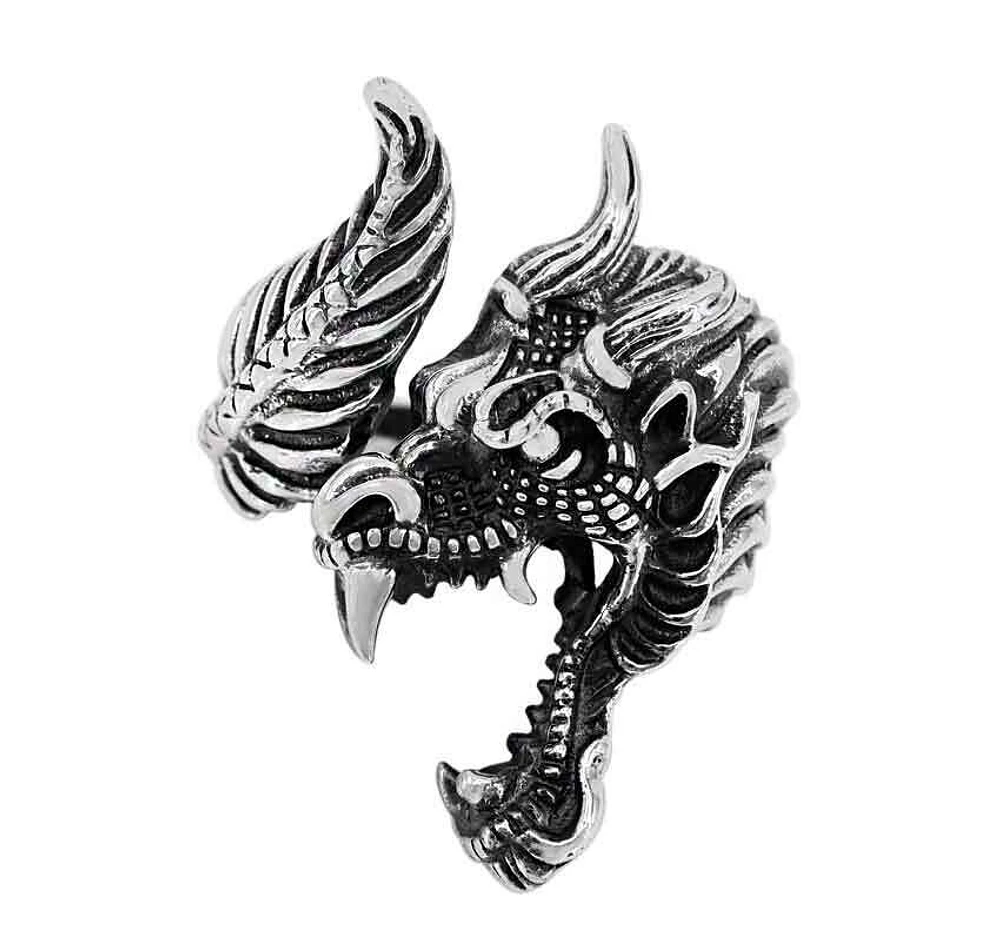 Sterling Silver, Dragon Ring, 38mm Width