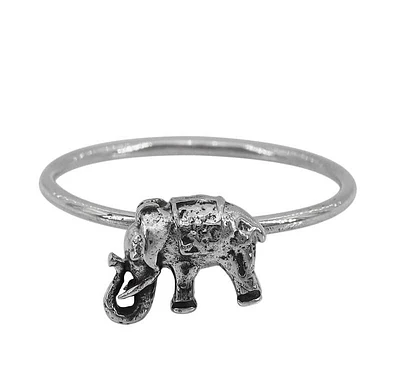 Sterling Silver, 10X7mm Elephant Ring, 2mm Band