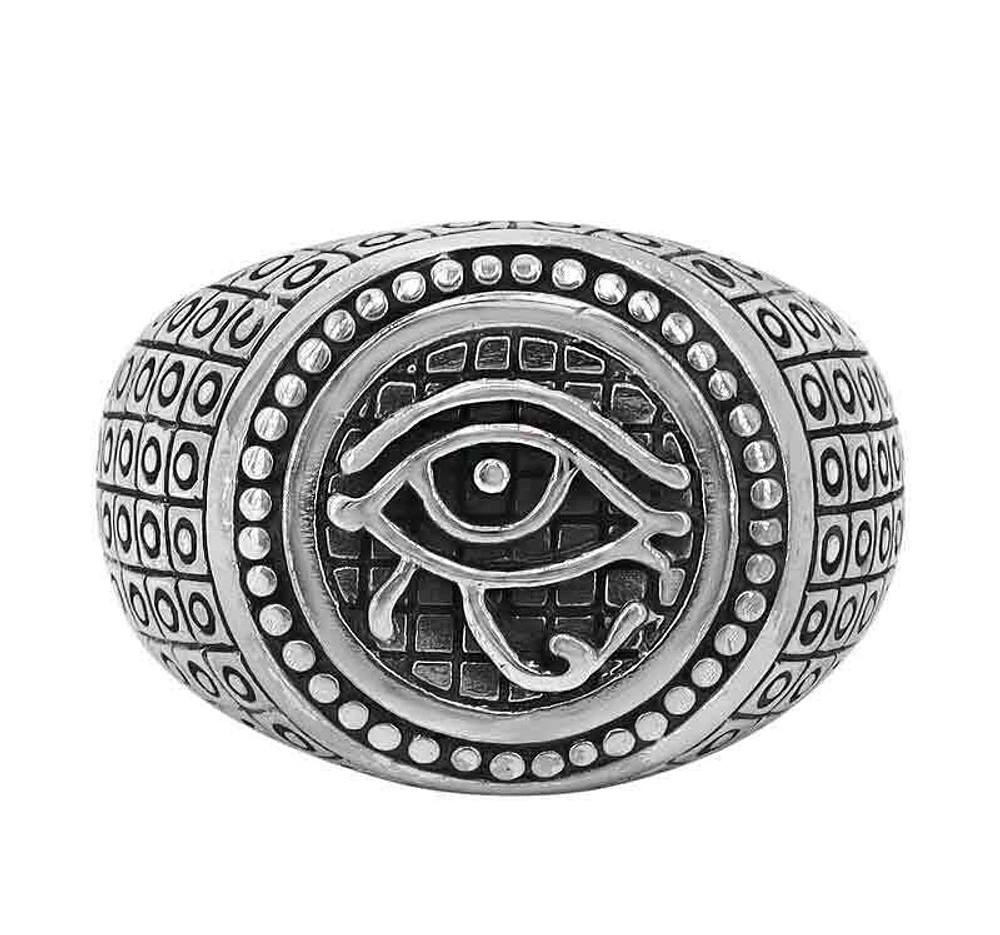 Sterling Silver, Egyptian Eye Ring, 18mm Width