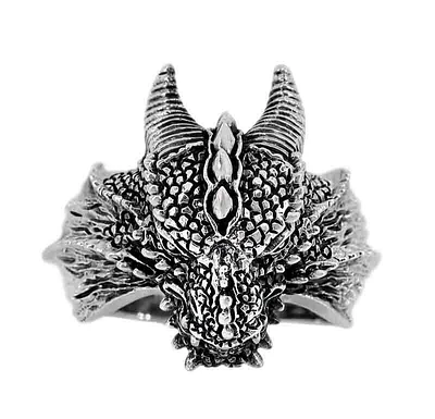 Sterling Silver, Dragon Head Ring, 23mm Width