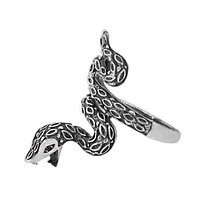 Sterling Silver, Snake Ring With Cubic Zirconia, 36mm Width