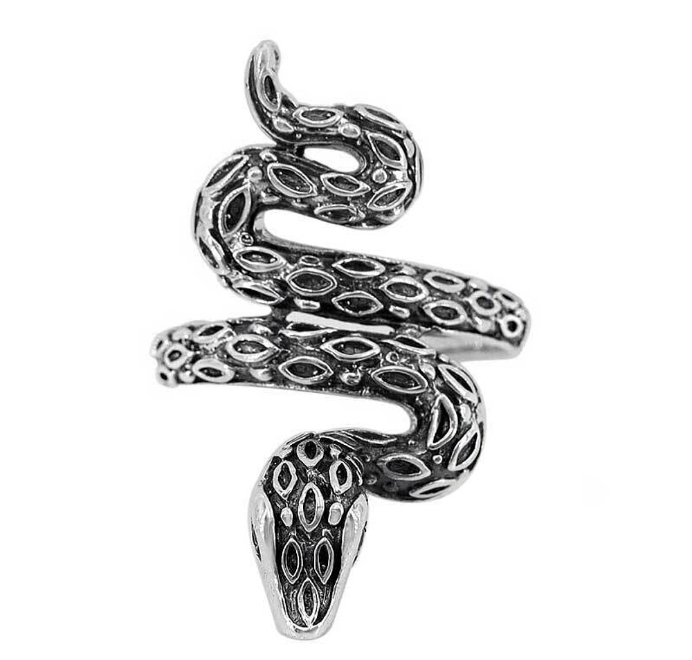 Sterling Silver, Snake Ring With Cubic Zirconia, 36mm Width