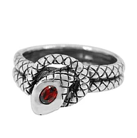 Sterling Silver, Snake Ring With 4X3mm Cubic Zirconia, 12mm Width